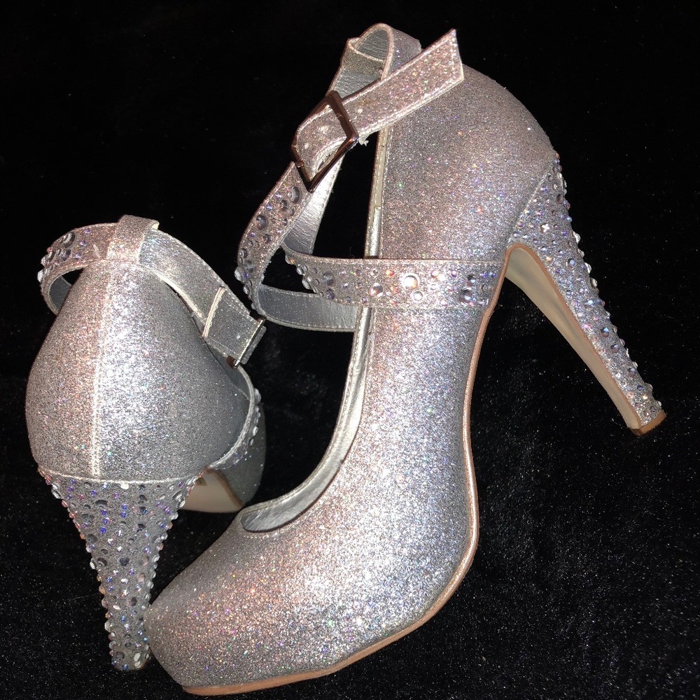 Silver Glitter Heels